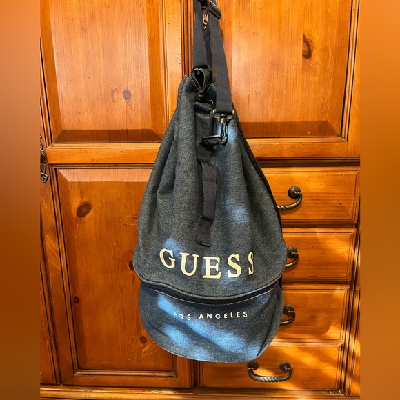 🌺Guess Los Angeles Vintage & Rare Denim Fully Lined Bucket/Gym/Weekend Bag EUC - Picture 1 of 12